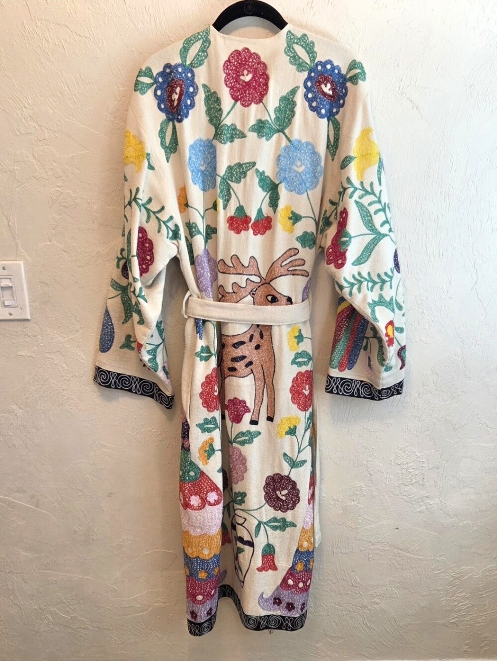 Vintage 1970s Suzani Embroidered Duster XS-M - Picture 8 of 16